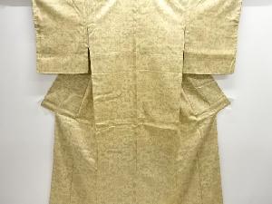 麻の葉に花唐草模様織出し西陣お召し紬着物